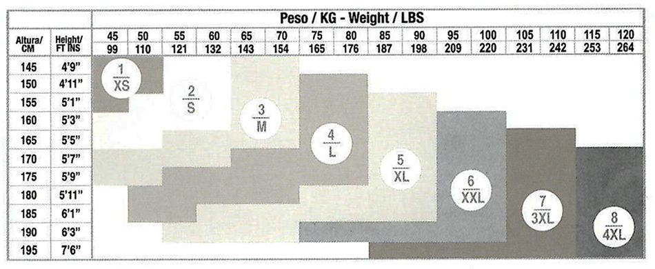D922 Cecilia de Rafael Super Lucido 20 sizing chart